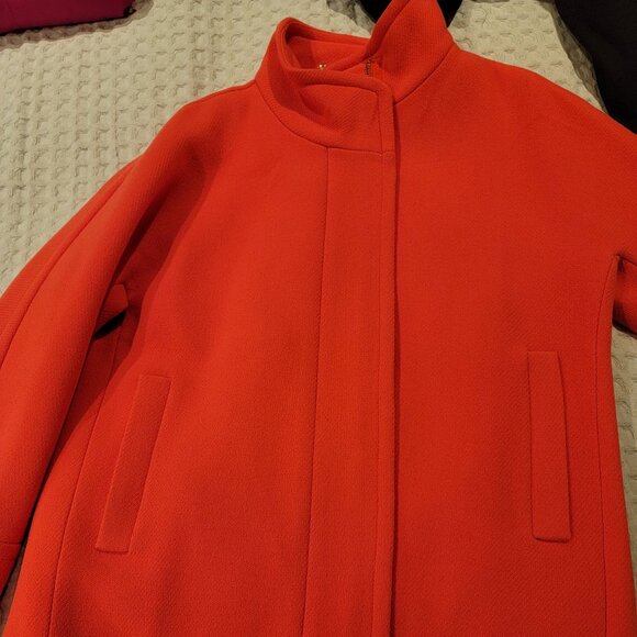 J. Crew Neon Orange Stadium Cloth Nello Gori Cocoon Wool Coat Jacket sz 16 - Picture 4 of 6